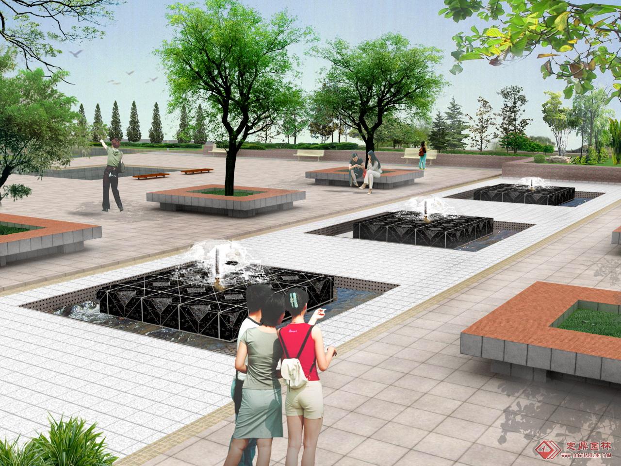 09圆形中式公园广场设计石材铺装拼花园林景观sketchup草图模型下载-SketchUp资源网