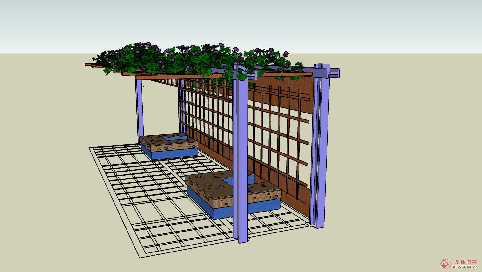 现代花架花箱绿植模型SU模型下载[ID:101335766]_建E室内设计网