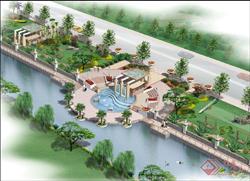 河道绿化景观--亲水平台效果图