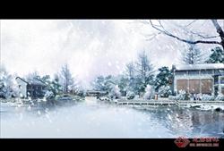 某公园滨水景观冬天雪景效果图PSD源文件