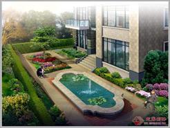 高档别墅庭院里面的私家花园（带游泳池）景观设计效果图PSD源文件