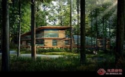丛林深处的独栋私家别墅庭院建筑景观设计方案效果图PSD源文件