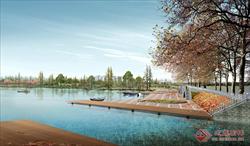 生态湿地公园湖岸亲水木平台景观设计效果图PSD源文件