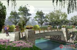 河滨公园景观桥绿化方案效果图PSD模板